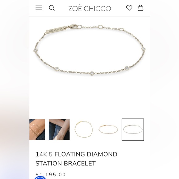 Zoe Chicco Jewelry - Zoe Chicco 14k White Gold Station Bracelet with Bezel Diamonds